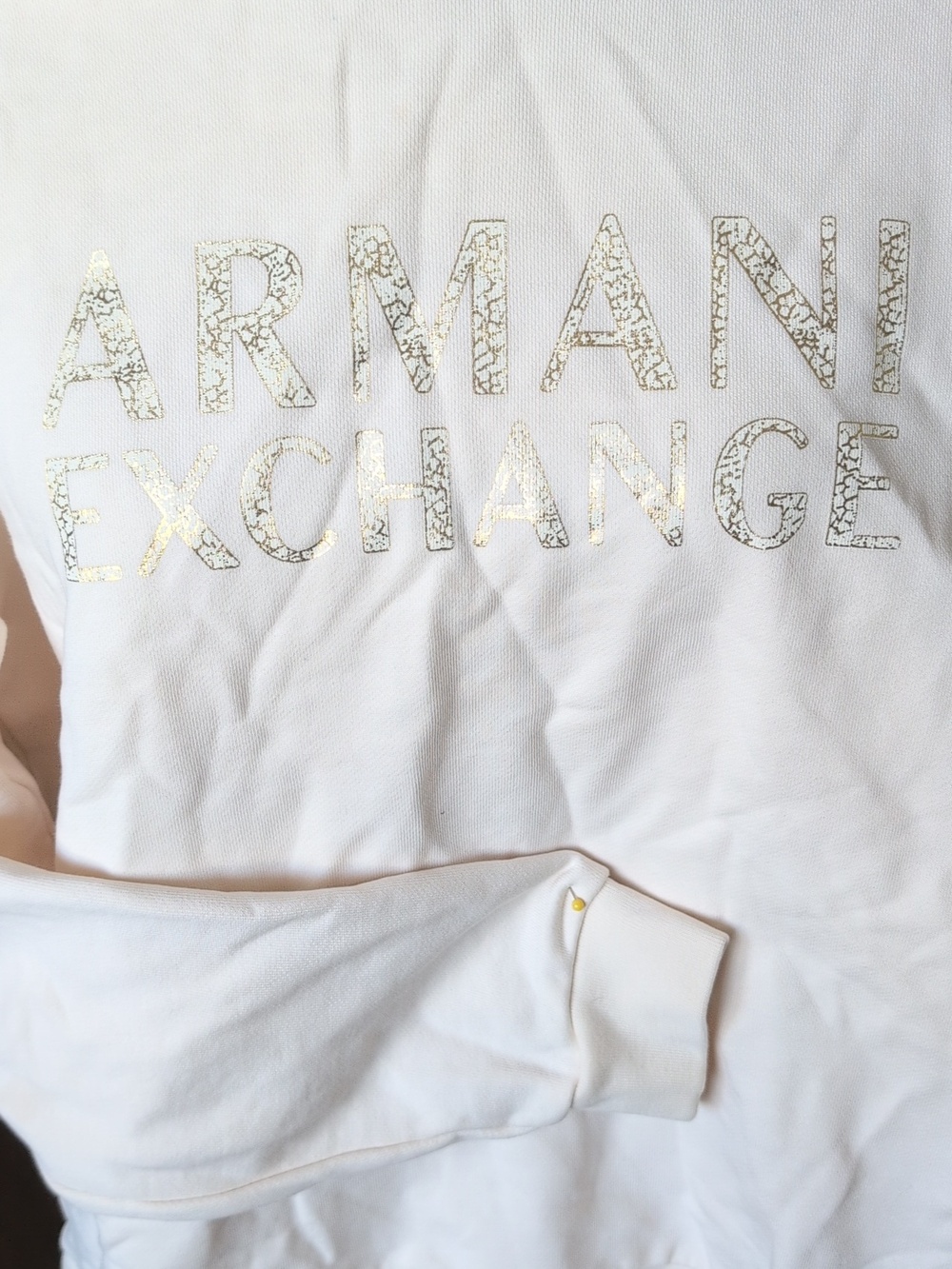 Armani Exchange Cream Logo Sweatshirt With Gold Graphic Medium - Picture 3 of 8